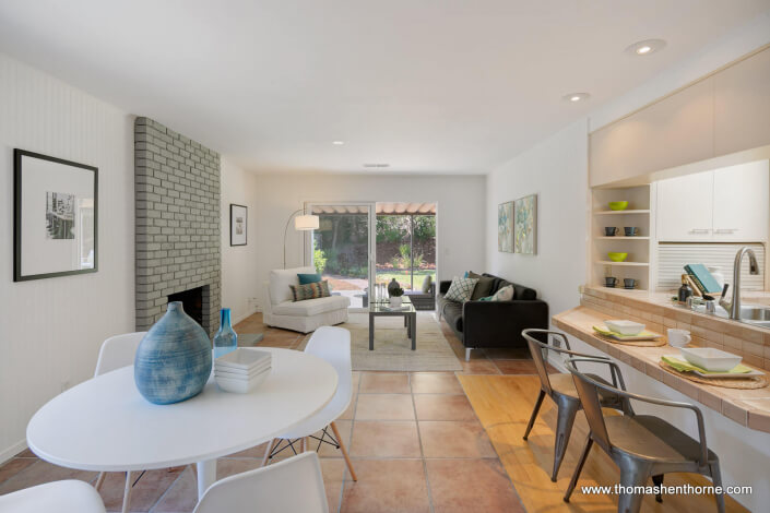 kitchen open to family room and yard