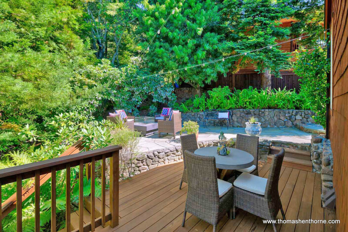 Deck with table and four chairs