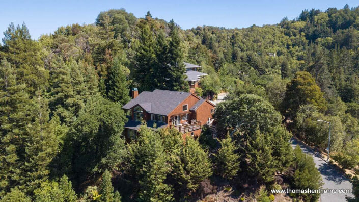 Aerial of 80 Terrace Avenue in San Rafael