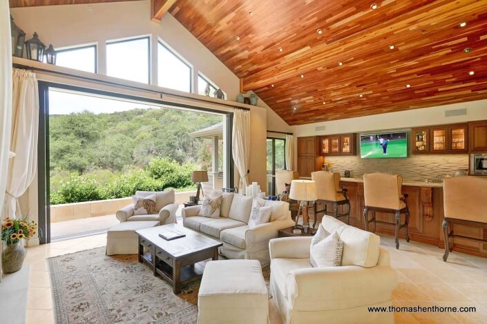 high ceiling in family room