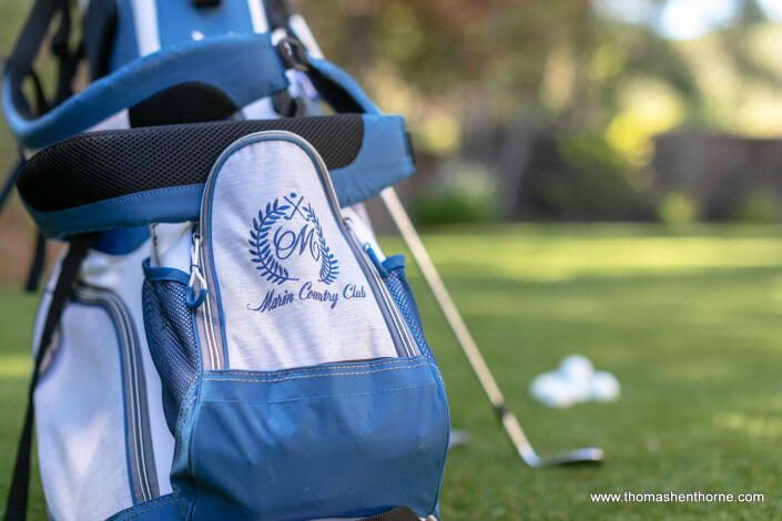 Golf bag with Marin Country Club embroidery