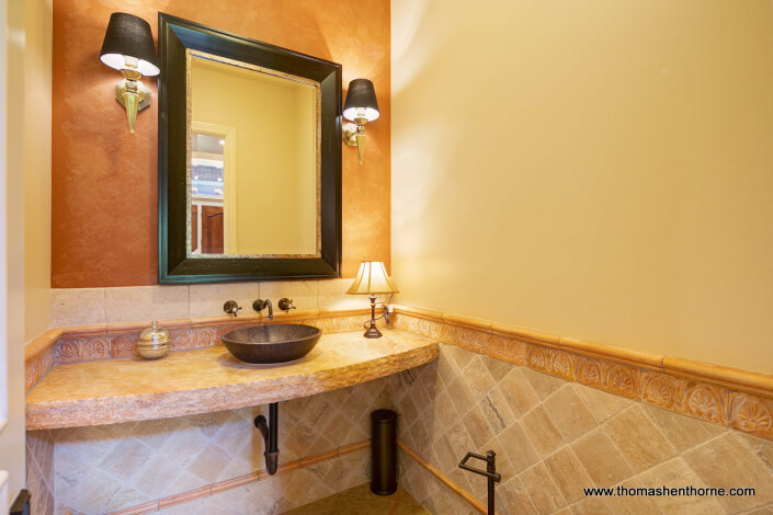 powder room with vessel sink