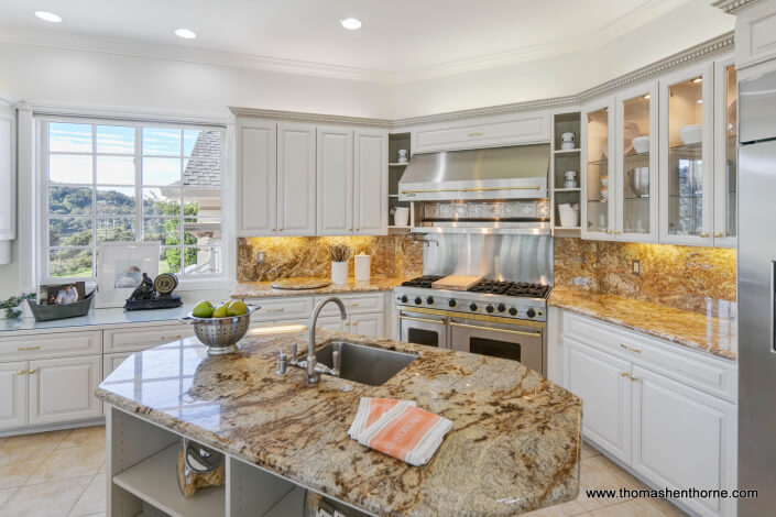 kitchen with granite island