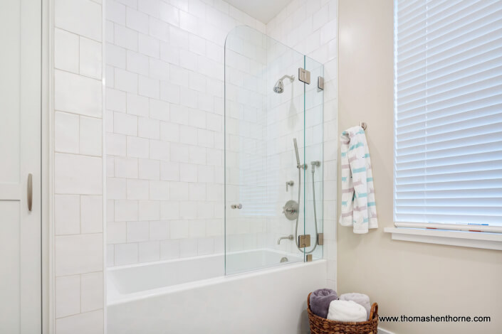 shower tub combination with subway tile