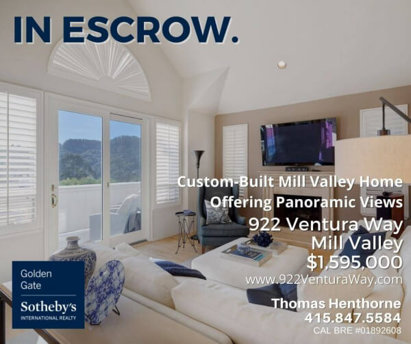 922 Ventura Way Mill Valley in escrow graphic