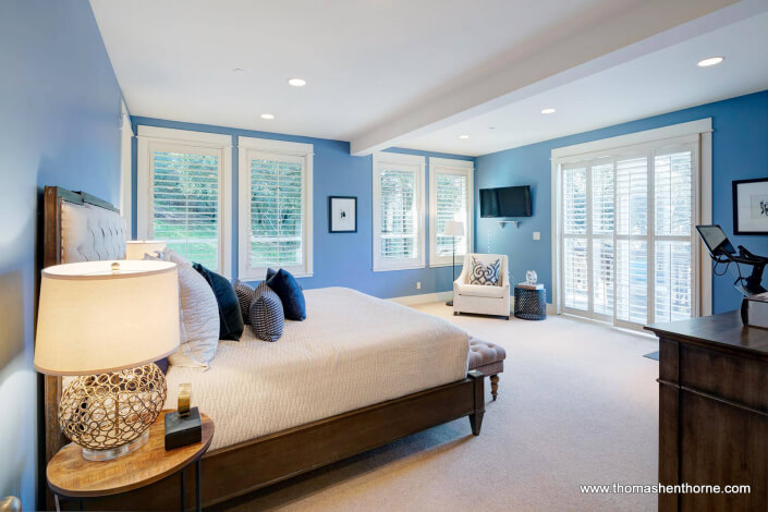 bedroom with blue walls