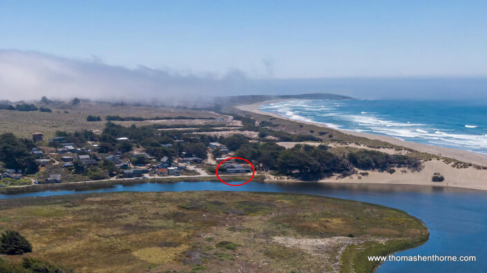 Aerial view of Salmon Creek and beach