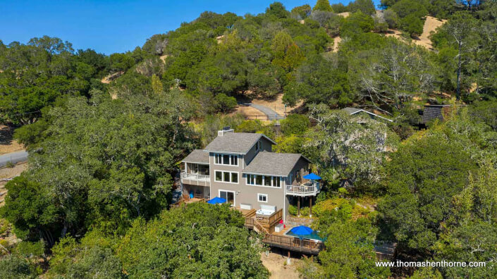 aerial view of 390 Fawn Drive San Anselmo