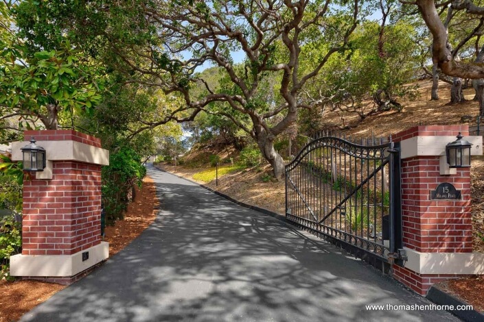 Gated driveway at 15 Milano Place San Rafael