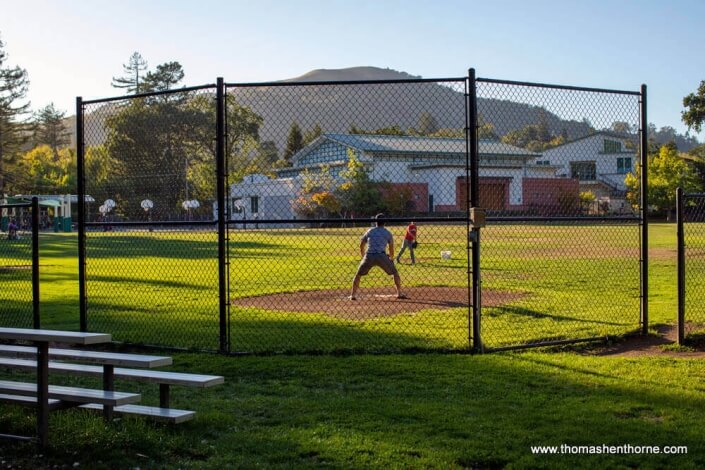 Baseball practice in Ross California