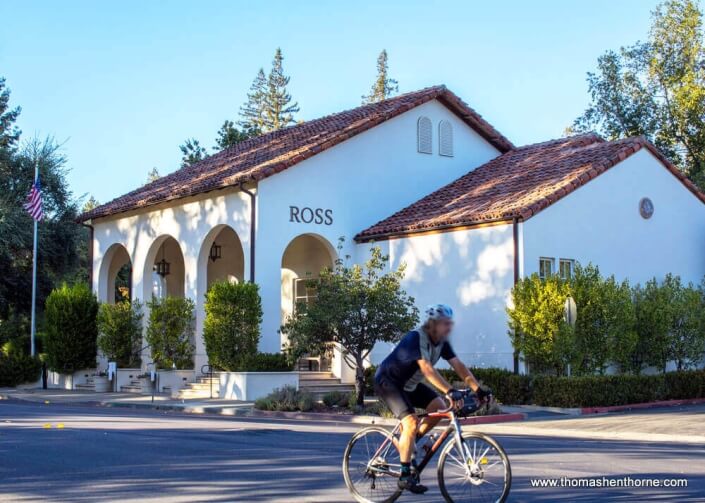 Ross California post office with bicyclist