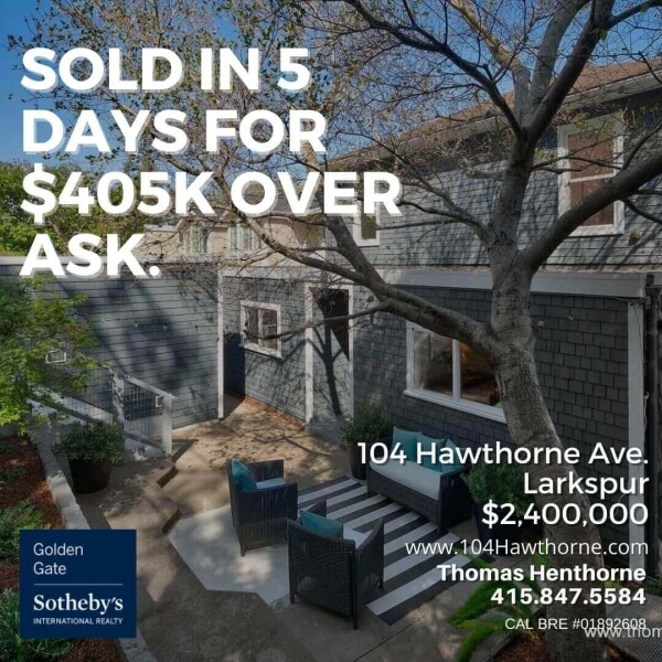 104 Hawthorne Ave Larkspur just sold graphic