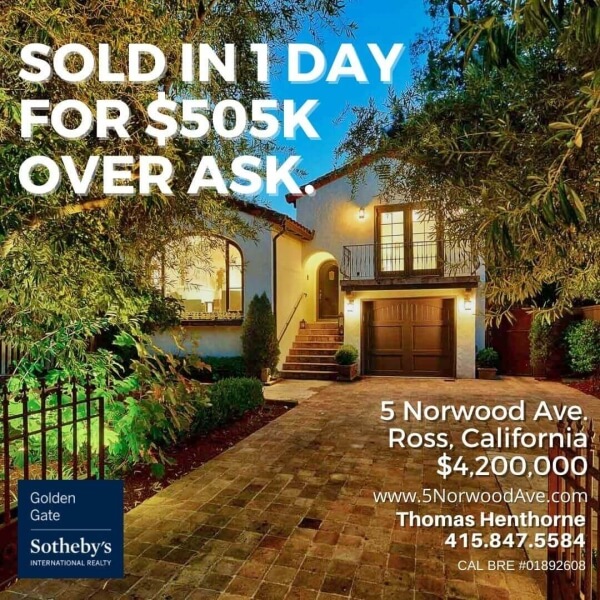 5 Norwood Avenue in Ross graphic sold in one day for $505k over ask