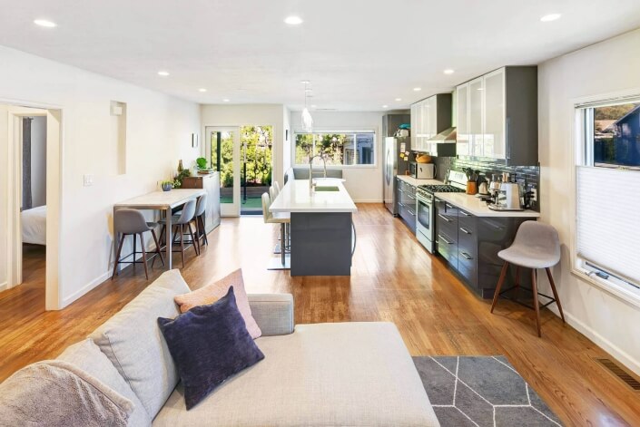 Kitchen looking from open concept living room