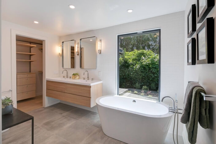 bathroom with soaking tub