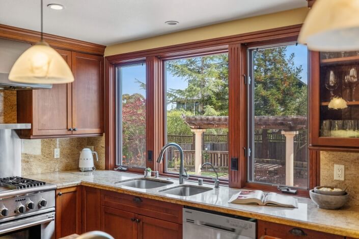 kitchen with stone countertops