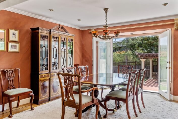 dining room with french doors to backyard