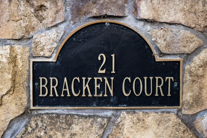 21 Bracken Court address sign