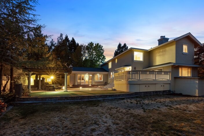 rear of 21 Bracken Court at twilight