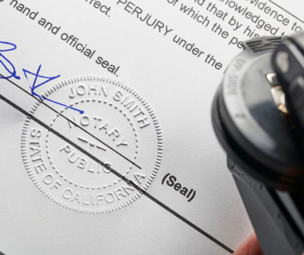 2024 Changes to California Real Estate Law mock notary seal graphic