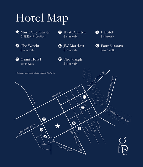 Sothebys GNE 2024 nashville hotels map