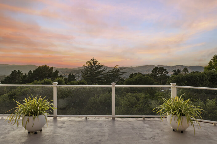 View of western marin at sunset from deck