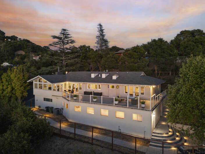 Aerial view of 21 Edgewood Way in San Rafael CA