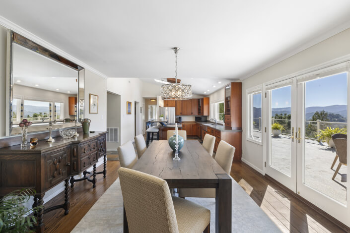 Dining room with French doors to deck