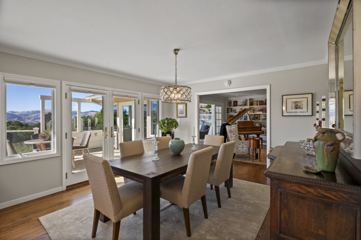 Dining room with French doors to deck