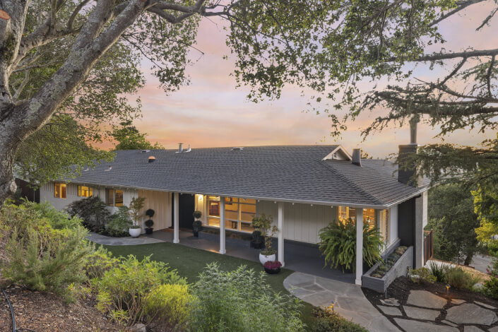 21 Edgewood Way San Rafael CA front exterior at twilight