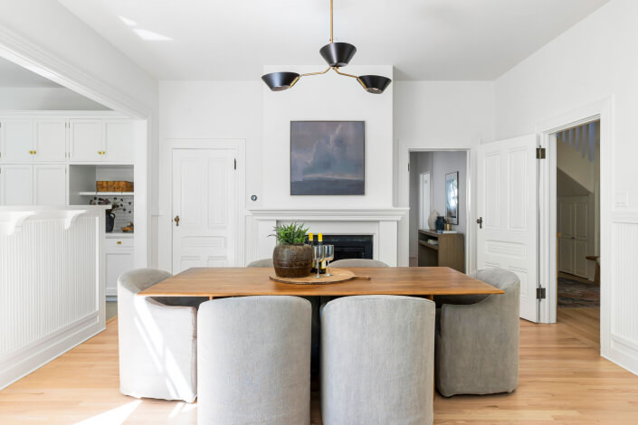 Dining table with modern chairs