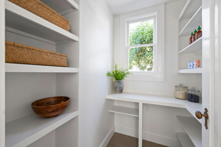 Kitchen pantry with shelves