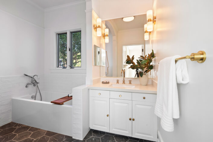 Bathroom vanity and tub