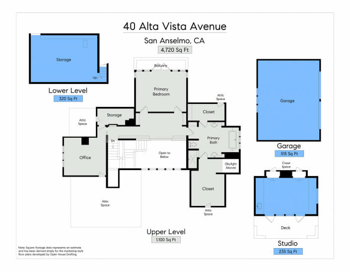 40 Alta Vista square footage plan upper level