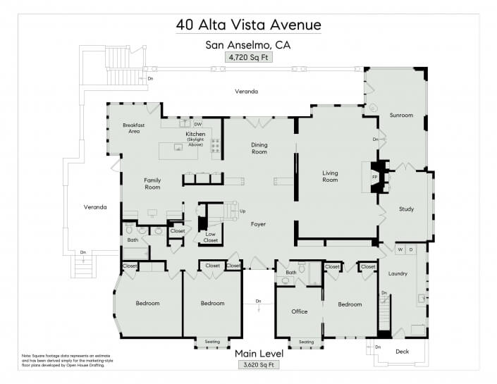 40 Alta Vista square footage plan main level