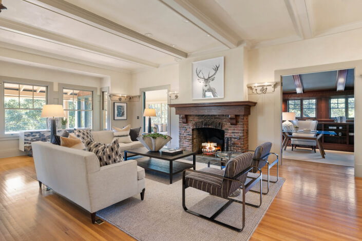 living room with fireplace