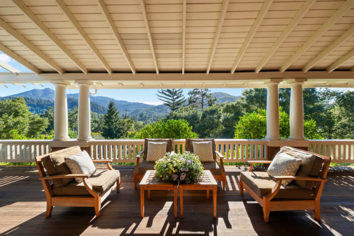 Verandah with view of Mt. Tamalpais