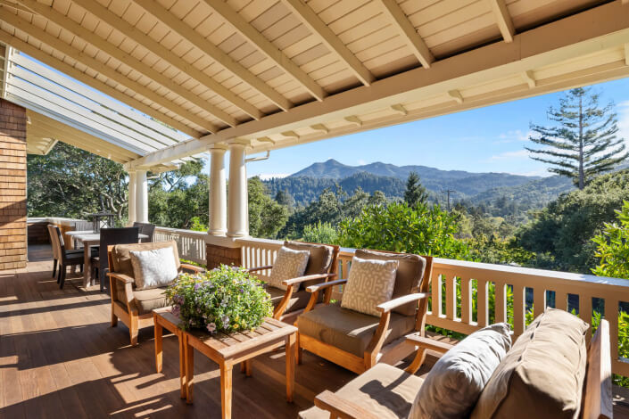 Verandah with view of Mt. Tamalpais