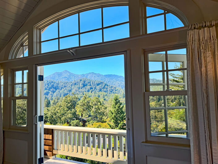 View of Mt. Tam through French doors